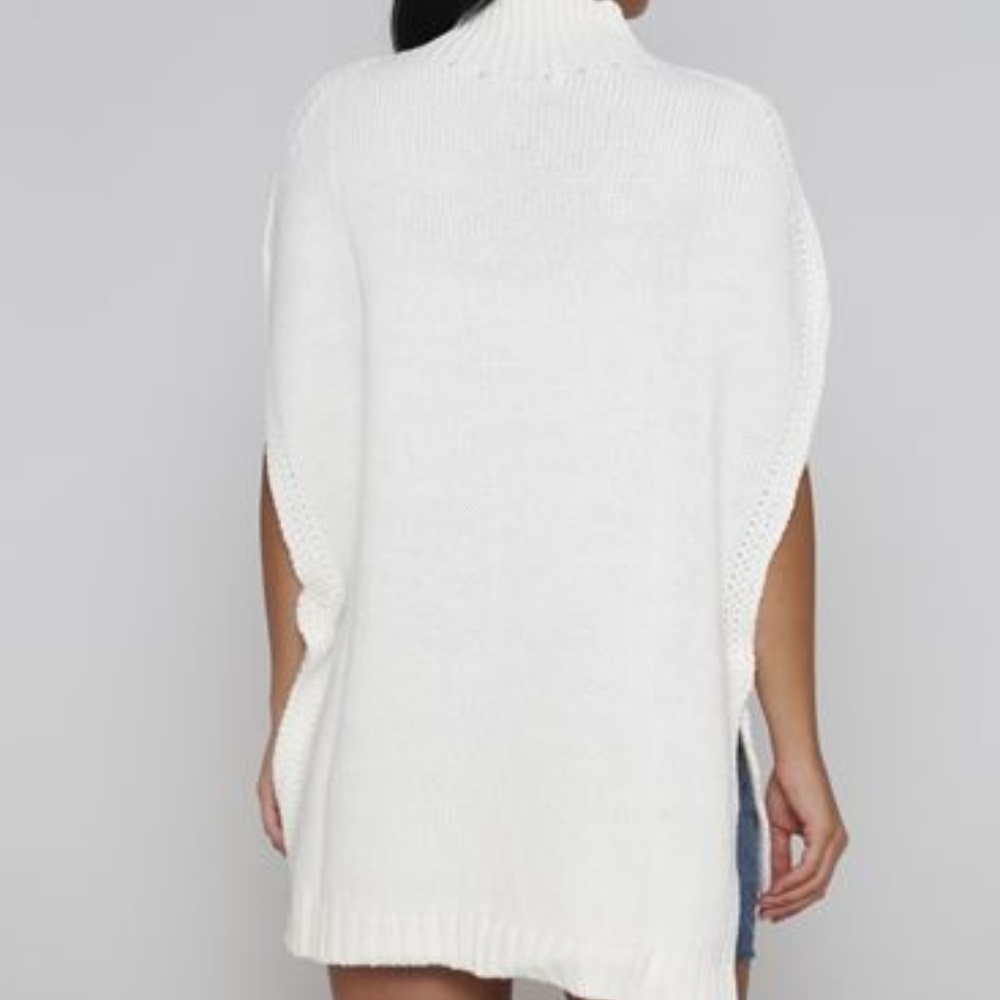 Chunky Mock neck snap button cape sweater - Picture 2 of 5